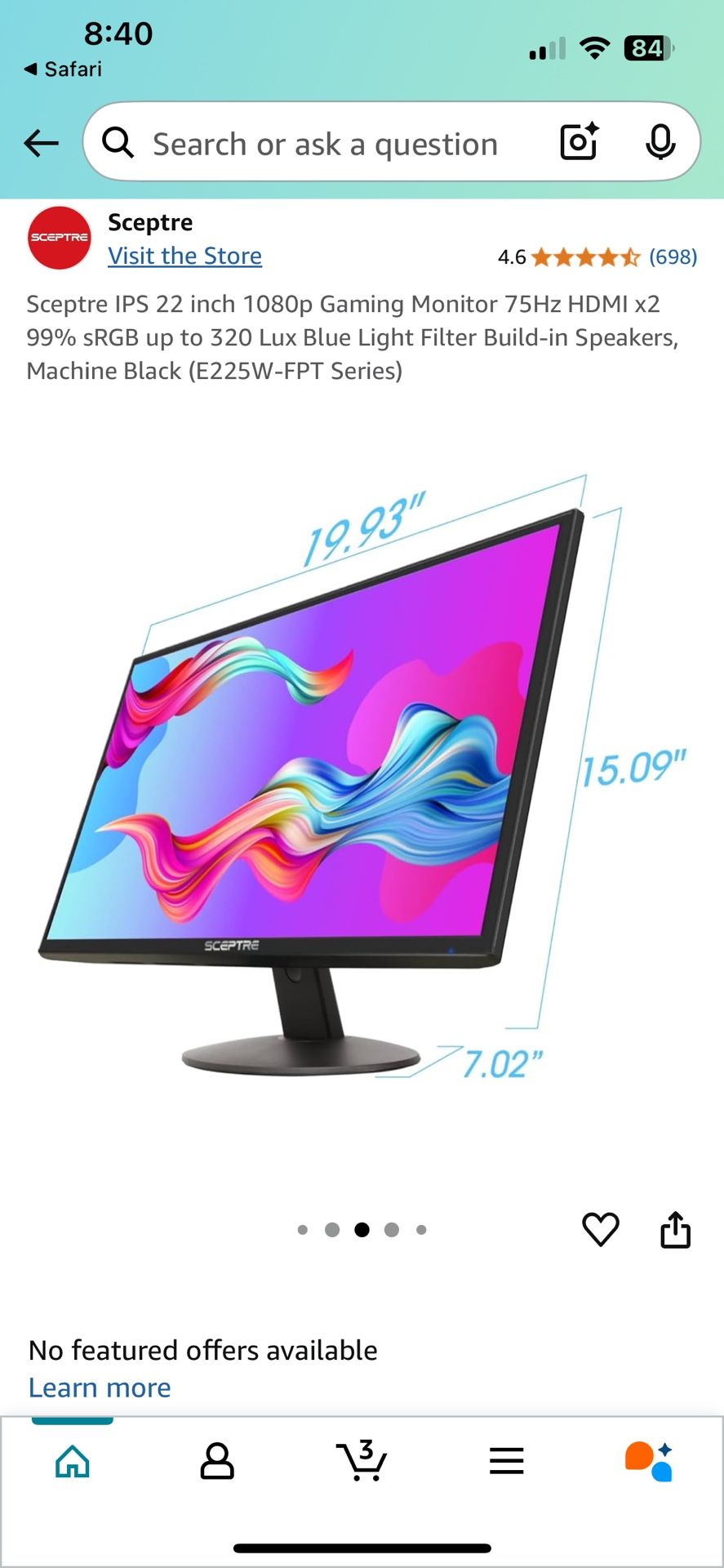 Scepter 75hz 22” Computer Monior