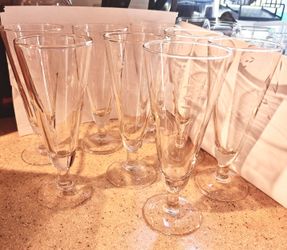 8 - Vintage Princess House Heritage etched crystal pilsner beer flute glasses