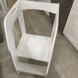 Kids Kitchen Helper Stool White Wood