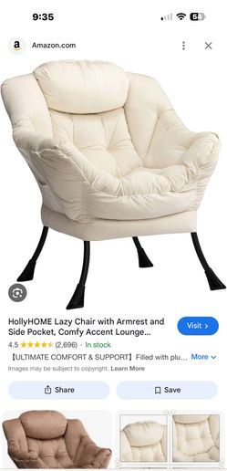 HollyHOME Modern Cotton Fabric Large  Lazy Chair- Beige 