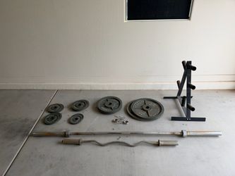 310lb Olympic Weight Set Bundle – CAP Plates, 2 Bars, & Storage Rack