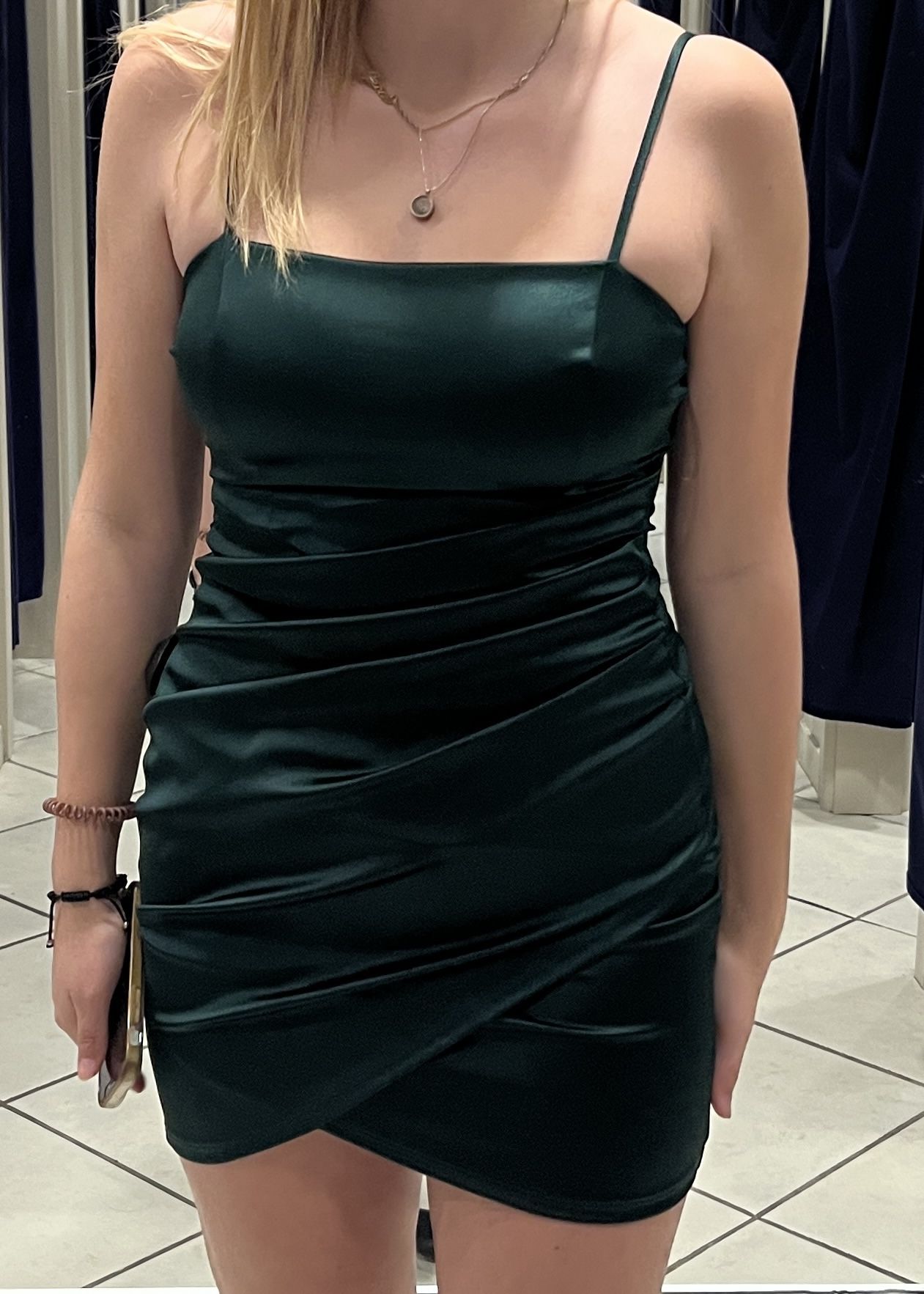 Dark Green Satin Mini Dress size Large