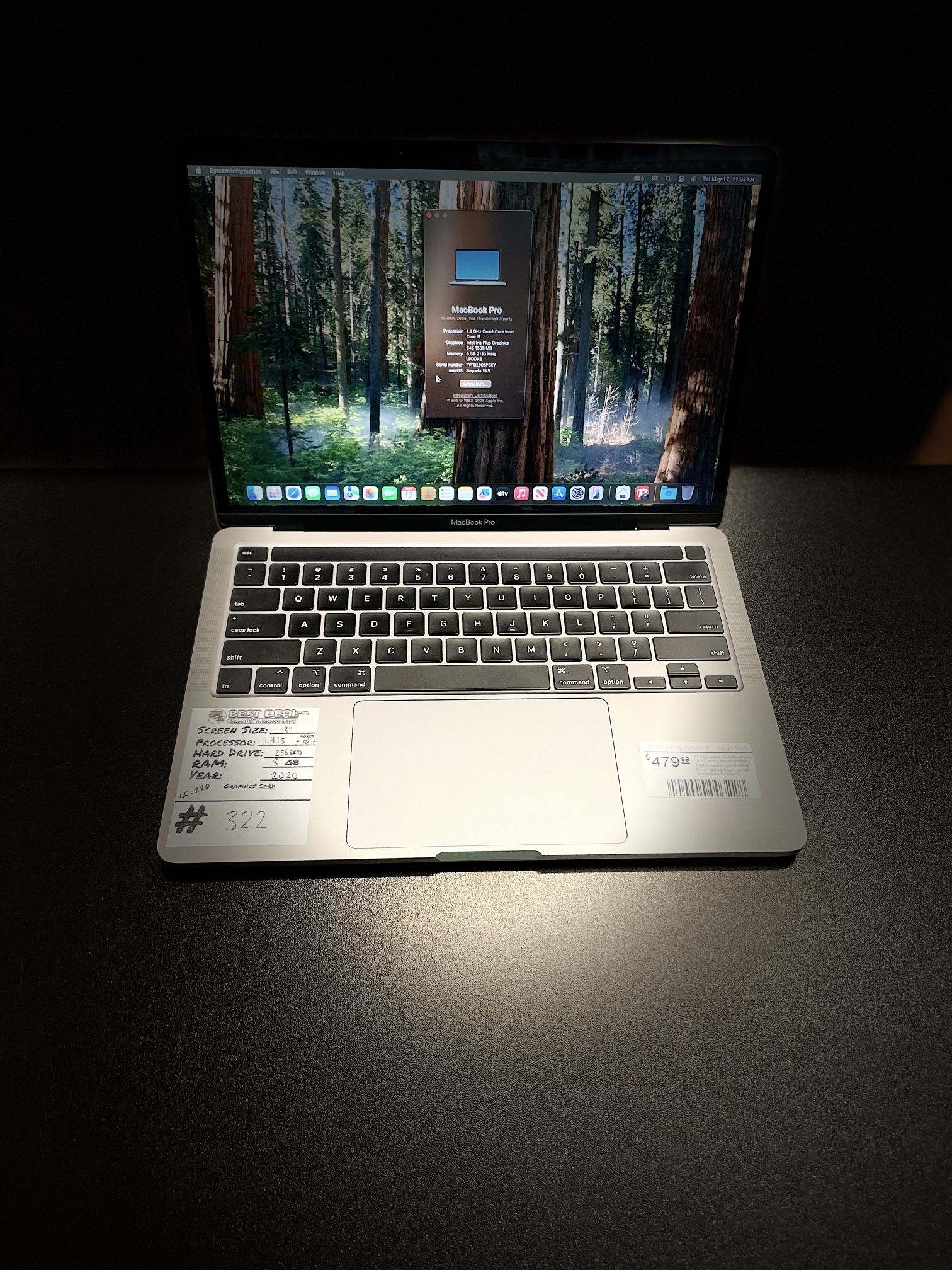 MacBook Pro 13” 2020 1.4Ghz i5 8GB 256SSD - Space Gray