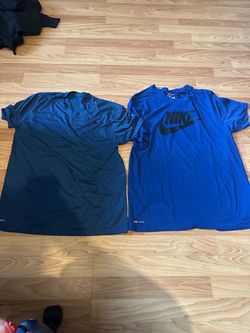 Nike Dri-FIT Tee Men’s L Blue Short Sleeve Crew Neck Logo T-Shirt Lot *Both*