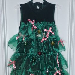 Girls Christmas Tree Dress Size Large