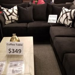 Brand New Black Velvet Sectional