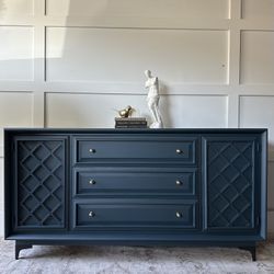 Stunning Modern Refinished Deep Blue Dresser / Credenza / Buffet / Sideboard / Entryway Storage 