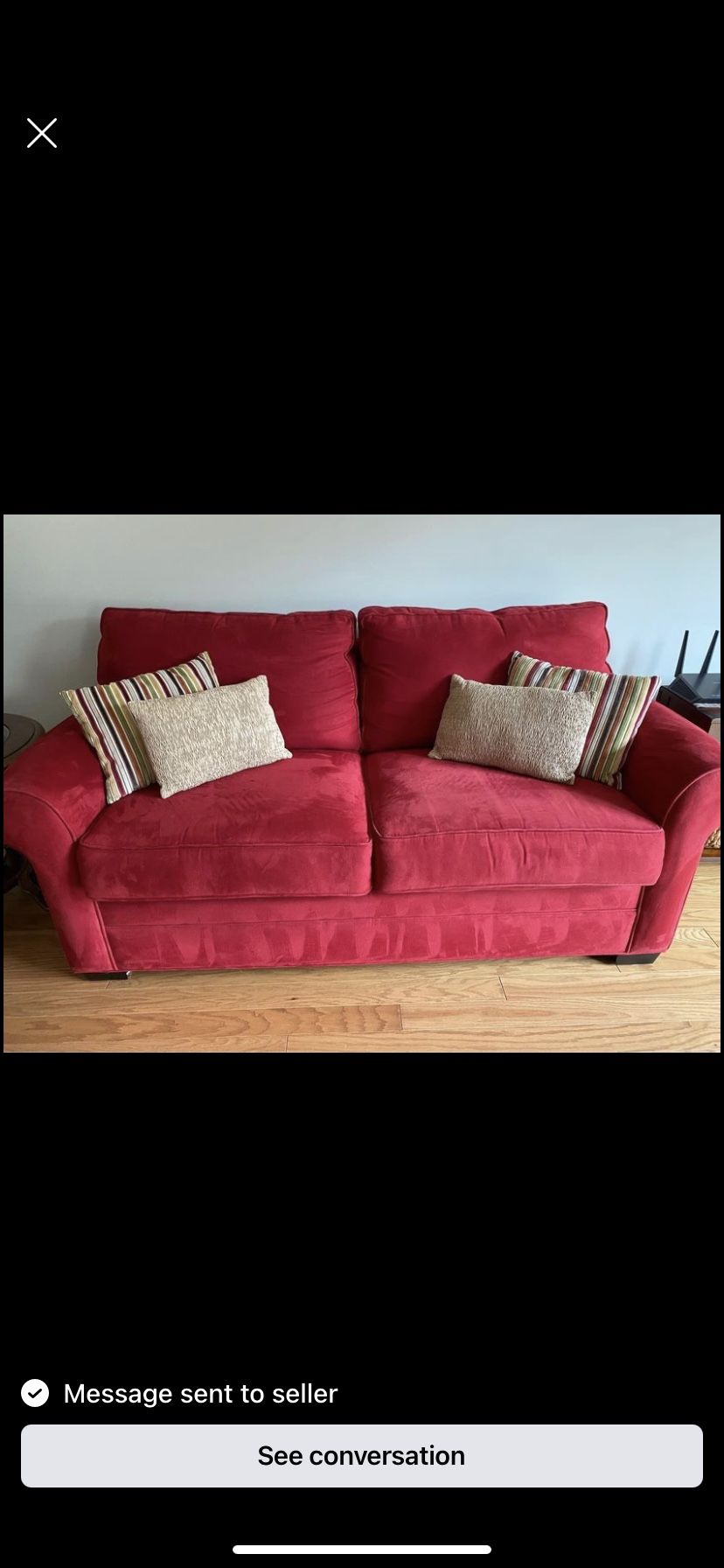 Beautiful Red Sofa - Perfect condition! No Stains Or Rips!
