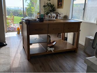 Large Solid Wood Kitchen Island w/ Pull-Out Prep Table | Butcher Block | Farmhouse