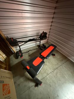 Bow flex adjustable weights with bench and curl bar