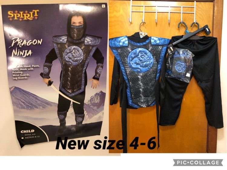 New Ninja Dragon – Boys size available - and small 4-6 - Includes Top , pants , tunic wrist and leg guards mask , Reg. $21.99 From Spirit
