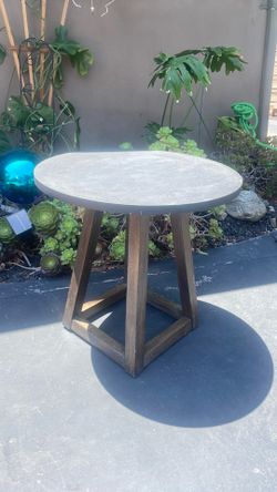 Round wood modern industrial side table