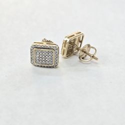 10kt Gold Diamond Stud Screwback Earrings 