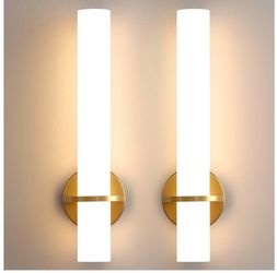 Juego de dos apliques de pared dorados de 18 pulgadas, regulables, modernos, 18 W, /Set of two 18-inch gold wall sconces, adjustable, modern, 18 W,