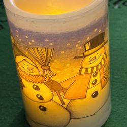 Musical Lighted Snowman Candle 
