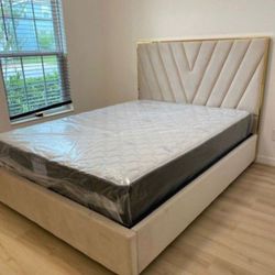 QUEEN BED FRAME AND MATTRESS 
