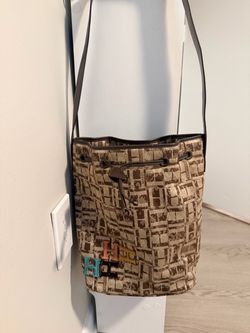 Authentic Mario Hernández Monogram Bucket Bag – Beige & Brown