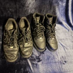 2 Pairs Black Nike Air Force 1 Size 12