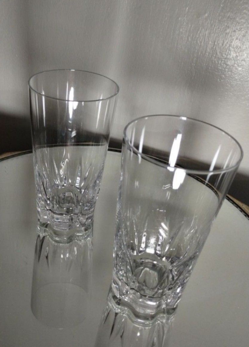 VINTAGE CRYSTAL GLASS HIGHBALL - WATER GLASSES SET OF 2 - 5.5" - V50