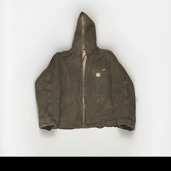 Y2K Carhartt Jacket Faded Black Color Full Zip Hooded fits Mens Large