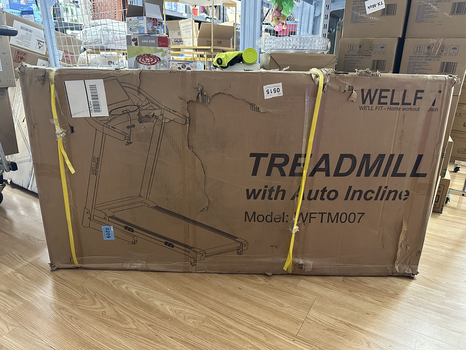 WELLFIT Home Gym Treadmills 15% Auto Incline, 3.5HP Treadmill 350lbs Capacity, Foldable Treadmill for Small Space, Voice Control, LED Console Display,