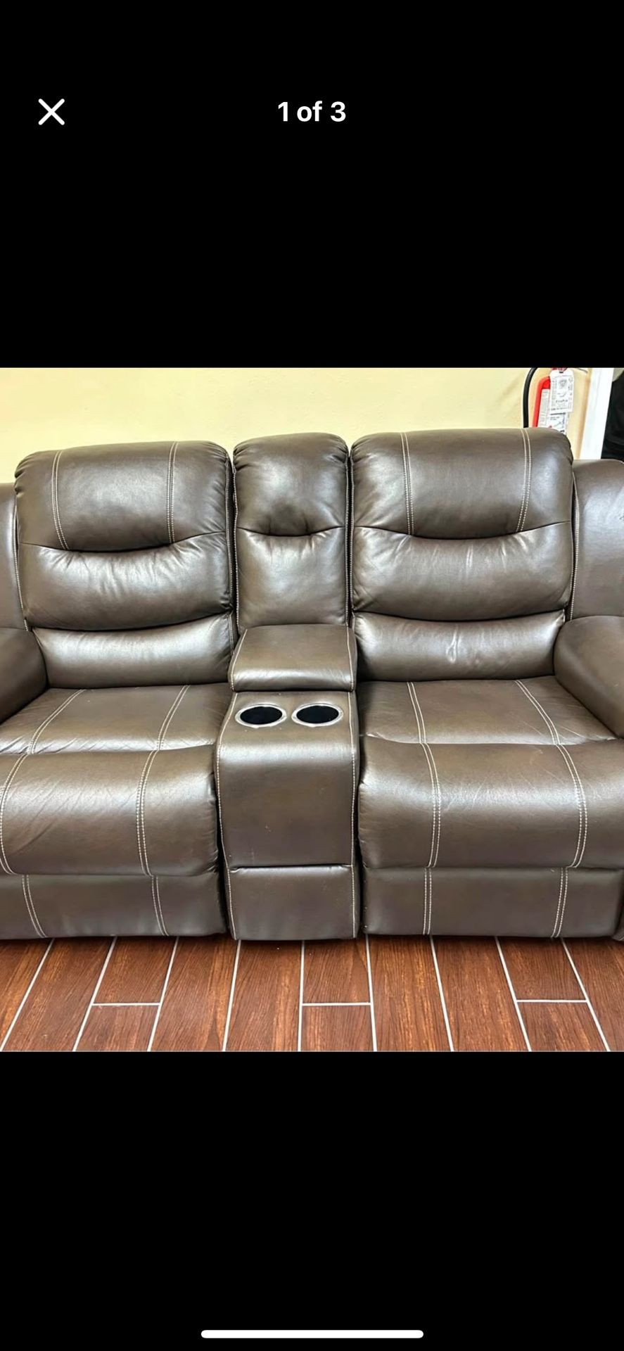 Beautiful Elegant Upscale Luxury Italian Leather Double Recliner Sofa