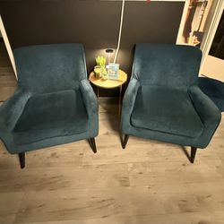 2 Arm Chairs Blue 