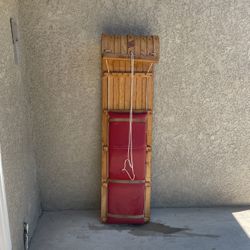 Vintage Toboggan Sled, Wood Tobogga Big bear cliff 