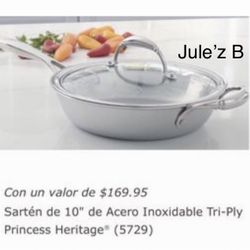 Princess House Sartén De 10” Tri-ly Nuevos En su Caja 