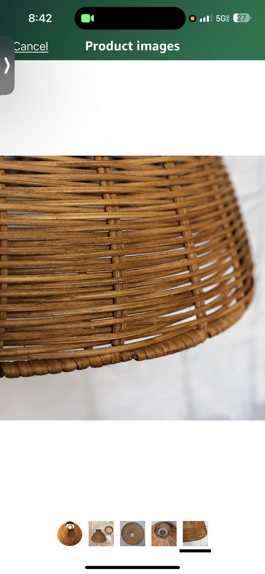 4.2 * 12 (33) Rattan woven Pendant Lights Shade Rattan Hanging Lamp Shades for Pendant, Floor, Table, and Wall Lamps - Boho Wicker Light Shades - Rep