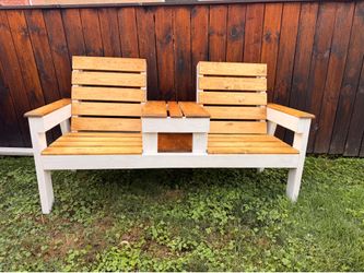 Handcrafted Outdoor Bench with Built-In Table