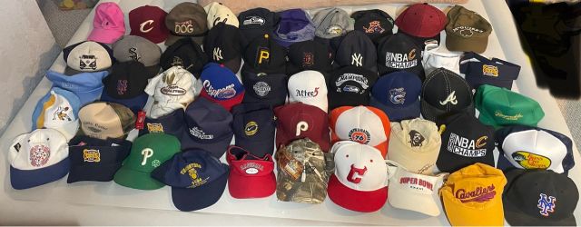 Mixed lot of over 200 adjustable & fitted hats some NWT and mostly preowned