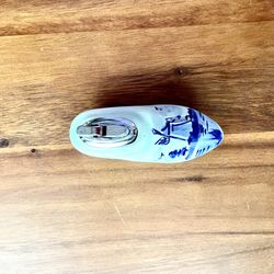 **VINTAGE** Delft Ceramic Clog/Shoe - Lighter - Blue - Holland Windmill Design