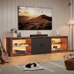 Rustic Brown And Black 70 Inch LED tv Stand 