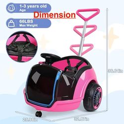 🥨ANPABO 3-in-1 Electric Push Ride On Car, 12V Kids Ride On Toy w/Remote Control, 360° Spin, 5-Point Safety Belt, Colorful LED Light, Music Player