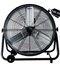 30 in High Velocity Industrial Drum Fan, 3-Speed Heavy Duty Metal Fan for Warehouse, Garage，Black