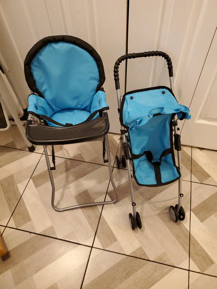 Kids High Chair And Stroller (Toys) 