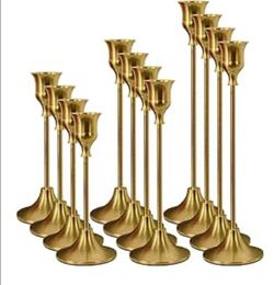 Set of 12 Brass Gold Taper Candle Holders, Candlesticks Holders Bulk, Vintage