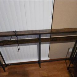 Skinny console table with plugs