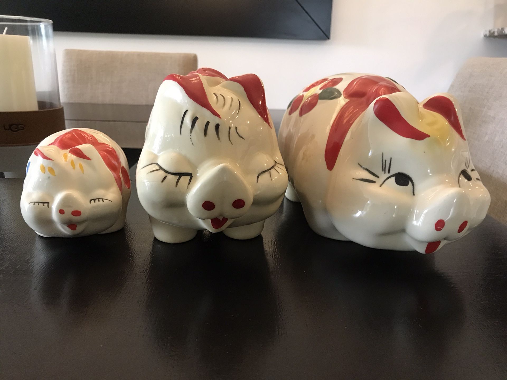 Rare Vintage Antique 1930s 40s 1950s Art Pottery Piggy Banks