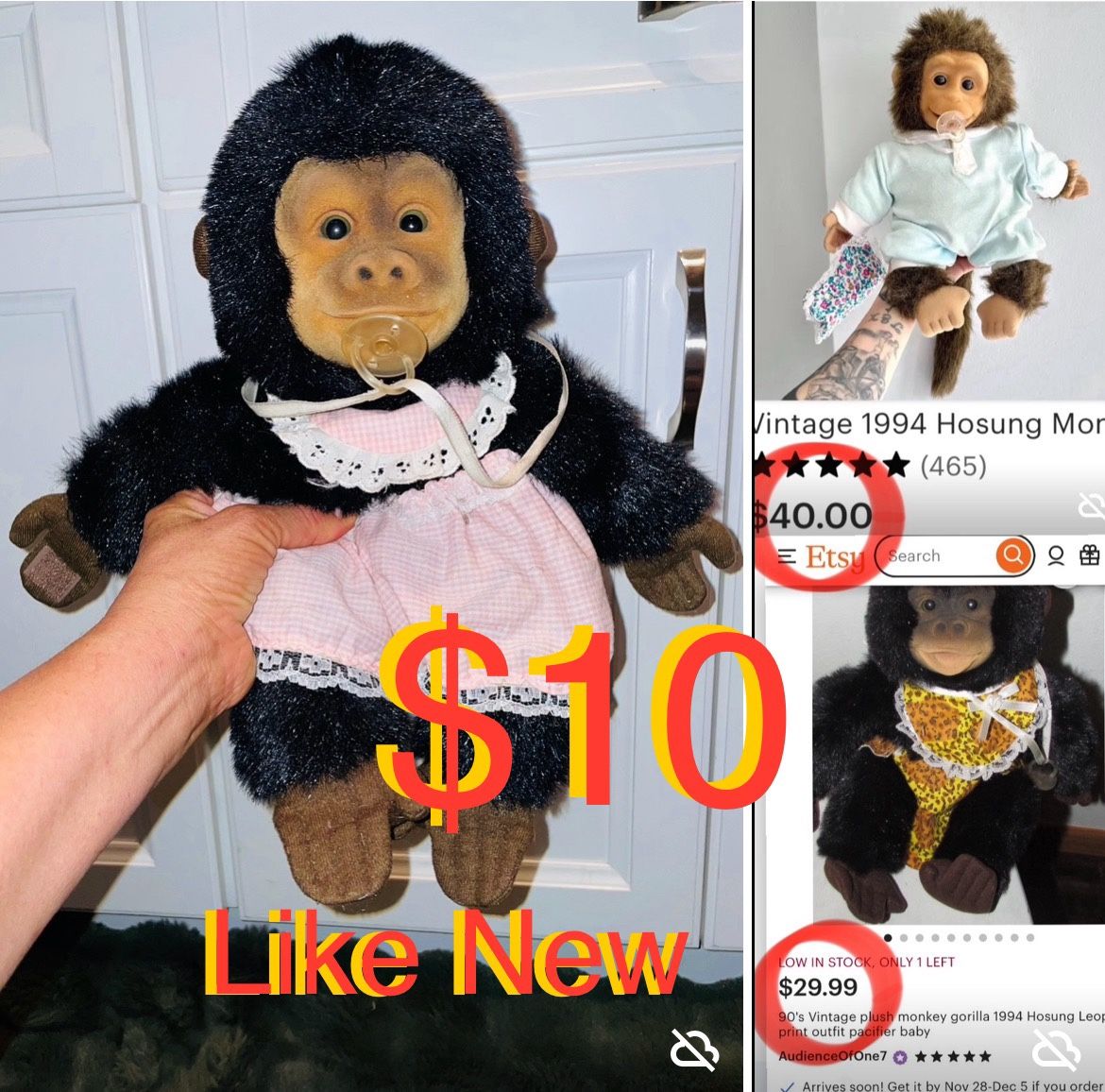 $10 Vintage 1994 Puppet Monkey 🐒 Hosung Chimpanzee like new