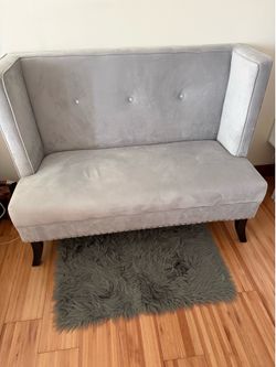 Gray Upholstered Accent Bench / Loveseat