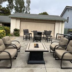 Outdoor 5-Piece Firepit Patio Seating Set