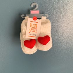 HAPPY VALENTINES DAY NEWBORN BOOTIES $5 EACH