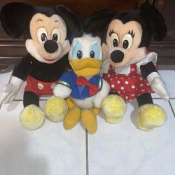 Mickey, Minnie, And Donald Duck Stuffed Plush Dolls (Walt Disney World)
