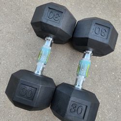 NEW 30lb Rubber Dumbbells