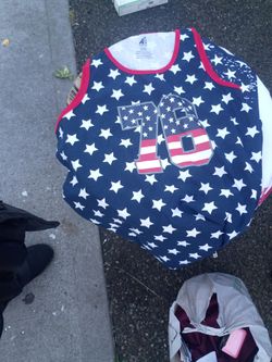 USA 76 red white and blue unisex tank