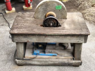 Vintage Electric Bench Grinder on Wood Stand