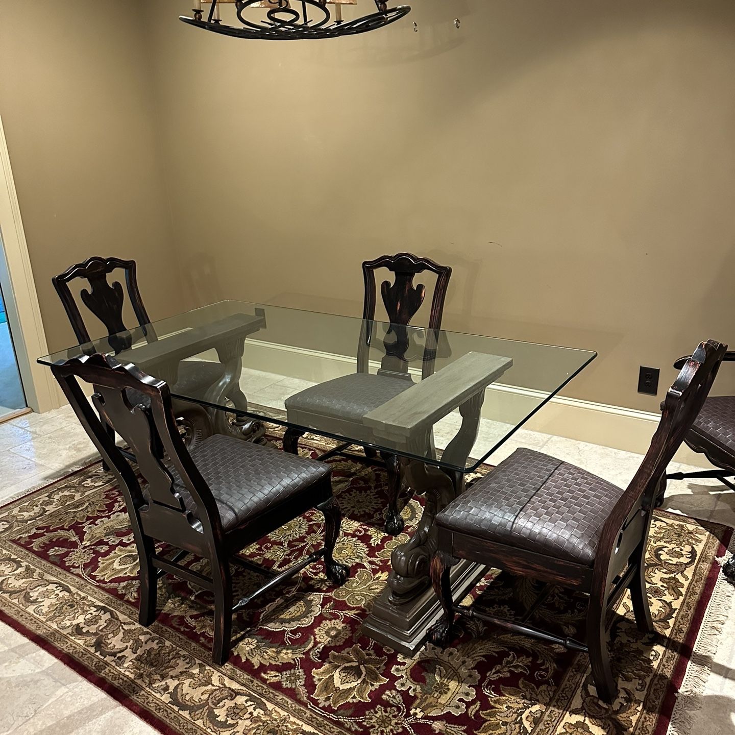 Dining Room Table Set - Glass Top