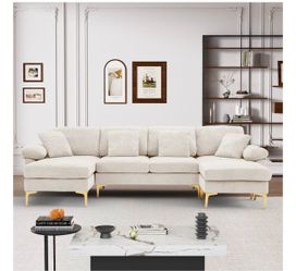 Velvet Sectional couch with ottoman